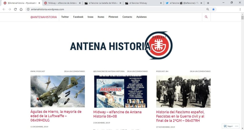 el fancine en Antena Historia - Podcast de cine - Cine e Historia - Seccion de cine en Antena Historia - Midway - el fancine - Alvaro Garcia - AlvaroGP